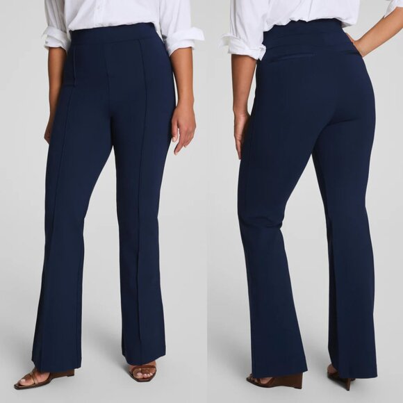 SPANX Super Smooth Perfect Fit Ponte Flare Pants Navy Blue Size XL $158 Pull On - Picture 1 of 16